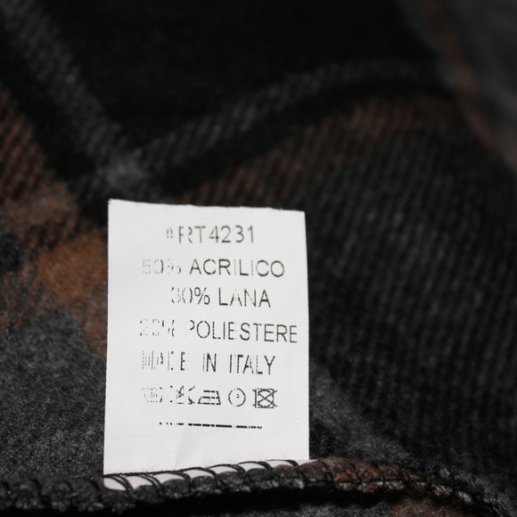 New Italy Wool Poncho Wrap Plaid Blue Green Gray - Picture 8 of 9